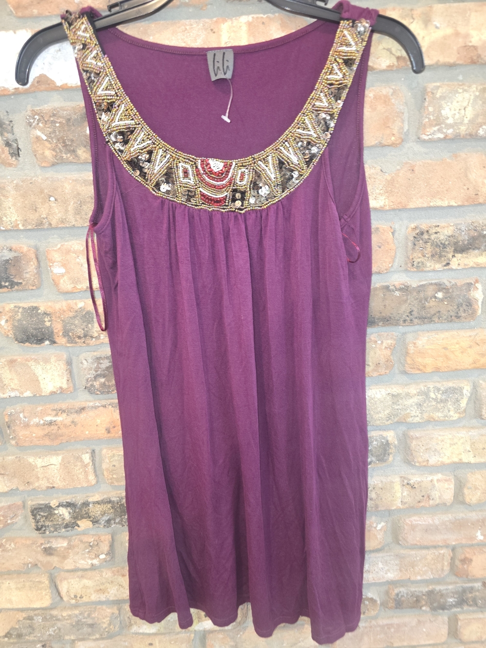 Lilac Embellished Scoop Neck Women's Tunic